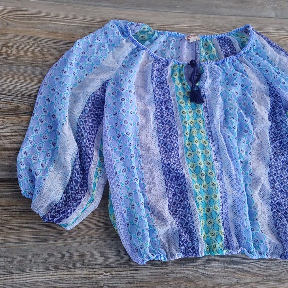 Boho Lightweight Flowy Colorful Patterned Keyhole… - image 2